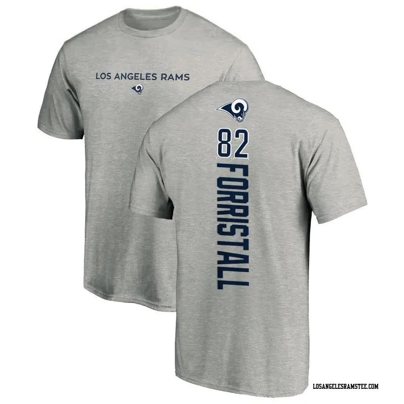 Men's Los Angeles Rams ＃82 Miller Forristall Ash Backer T-Shirt