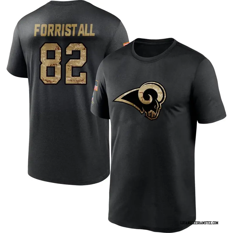 Men's Los Angeles Rams ＃82 Miller Forristall Black 2020 Salute To Service Performance T-Shirt