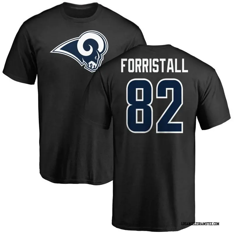 Men's Los Angeles Rams ＃82 Miller Forristall Black Name & Number Logo T-Shirt