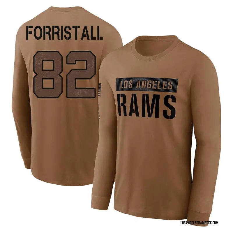 Men's Los Angeles Rams ＃82 Miller Forristall Brown 2023 Salute To Service Long Sleeve T-Shirt