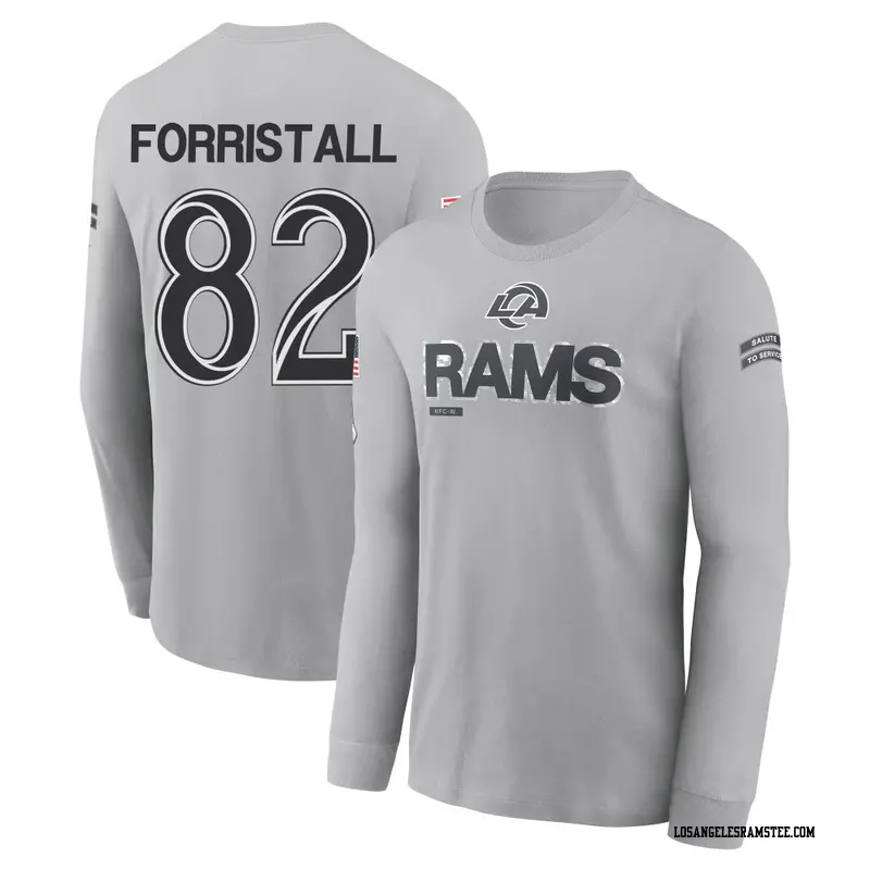 Men's Los Angeles Rams ＃82 Miller Forristall Gray 2024 Salute to Service Long Sleeve T-Shirt