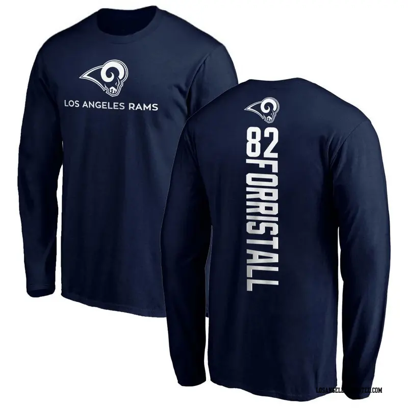 Men's Los Angeles Rams ＃82 Miller Forristall Navy Backer Long Sleeve T-Shirt