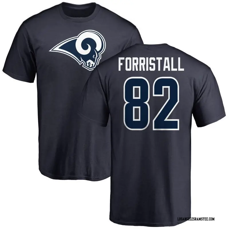 Men's Los Angeles Rams ＃82 Miller Forristall Navy Name & Number Logo T-Shirt