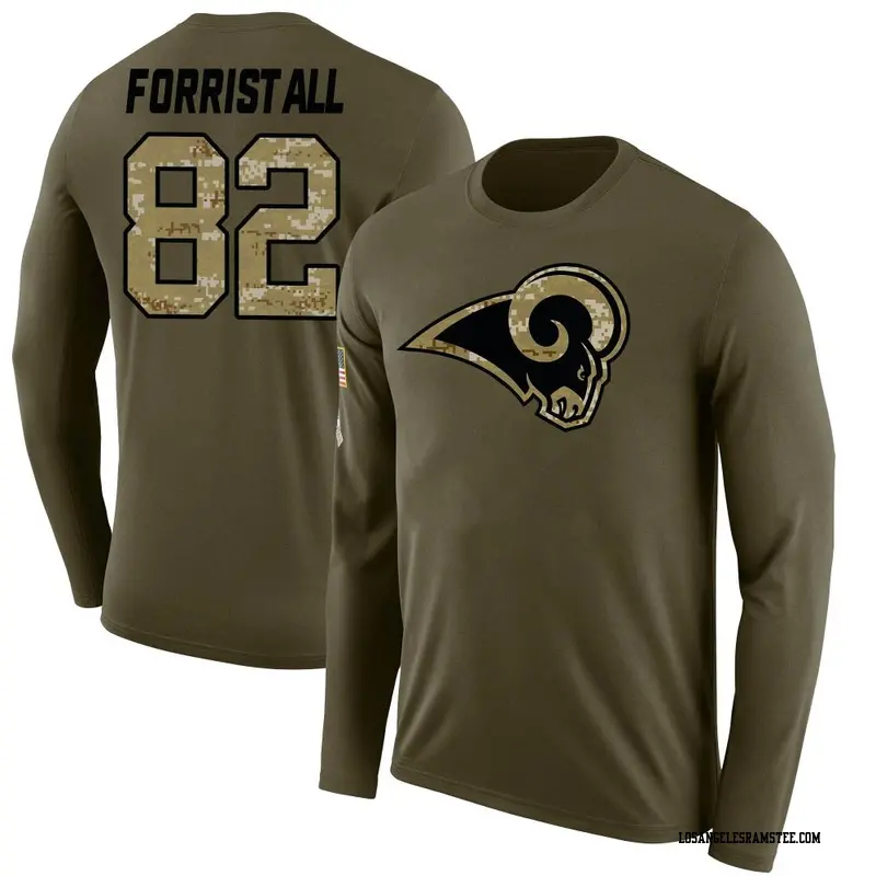 Men's Los Angeles Rams ＃82 Miller Forristall Olive Salute to Service Sideline Long Sleeve T-Shirt