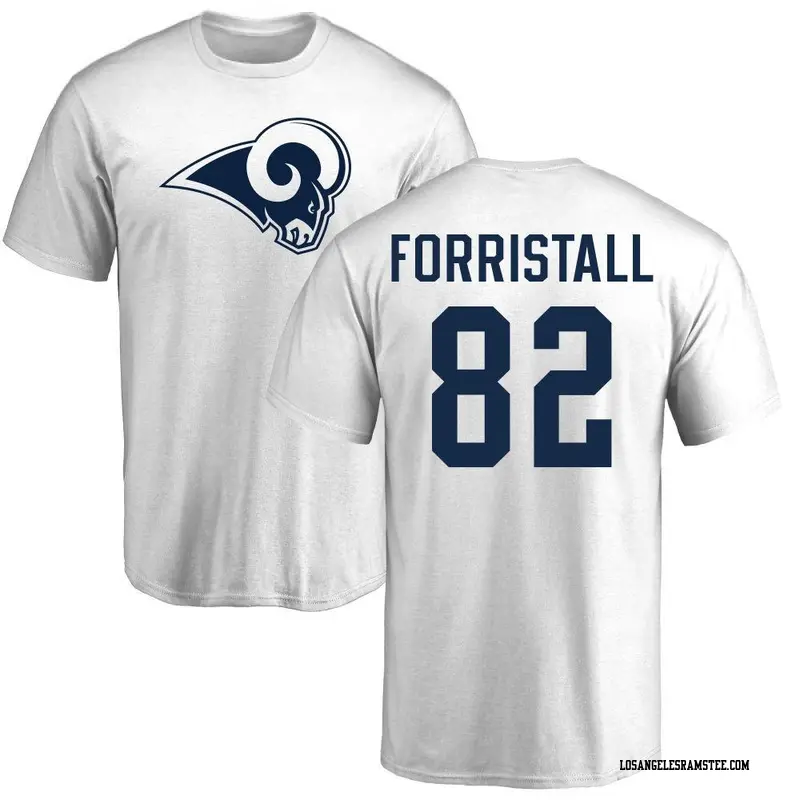 Men's Los Angeles Rams ＃82 Miller Forristall White Name & Number Logo T-Shirt