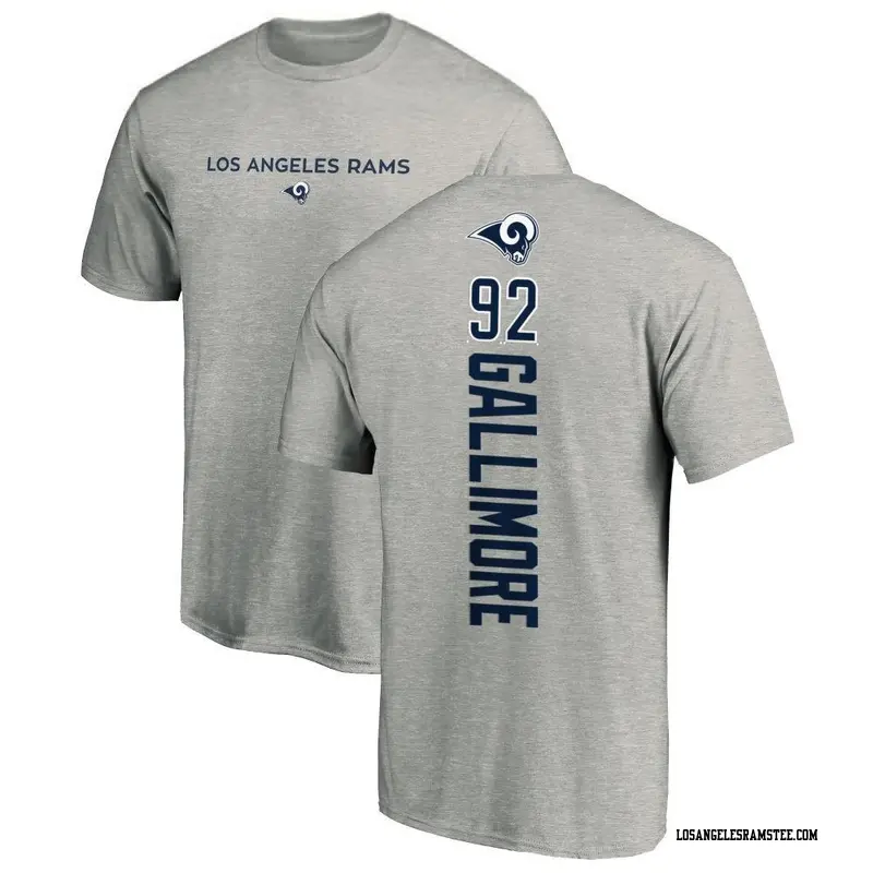 Men's Los Angeles Rams ＃92 Neville Gallimore Ash Backer T-Shirt