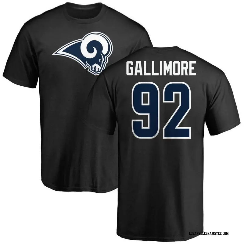 Men's Los Angeles Rams ＃92 Neville Gallimore Black Name & Number Logo T-Shirt