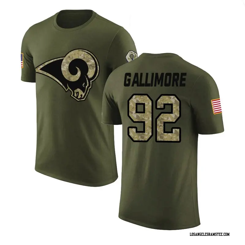 Men's Los Angeles Rams ＃92 Neville Gallimore Olive Salute to Service T-Shirt