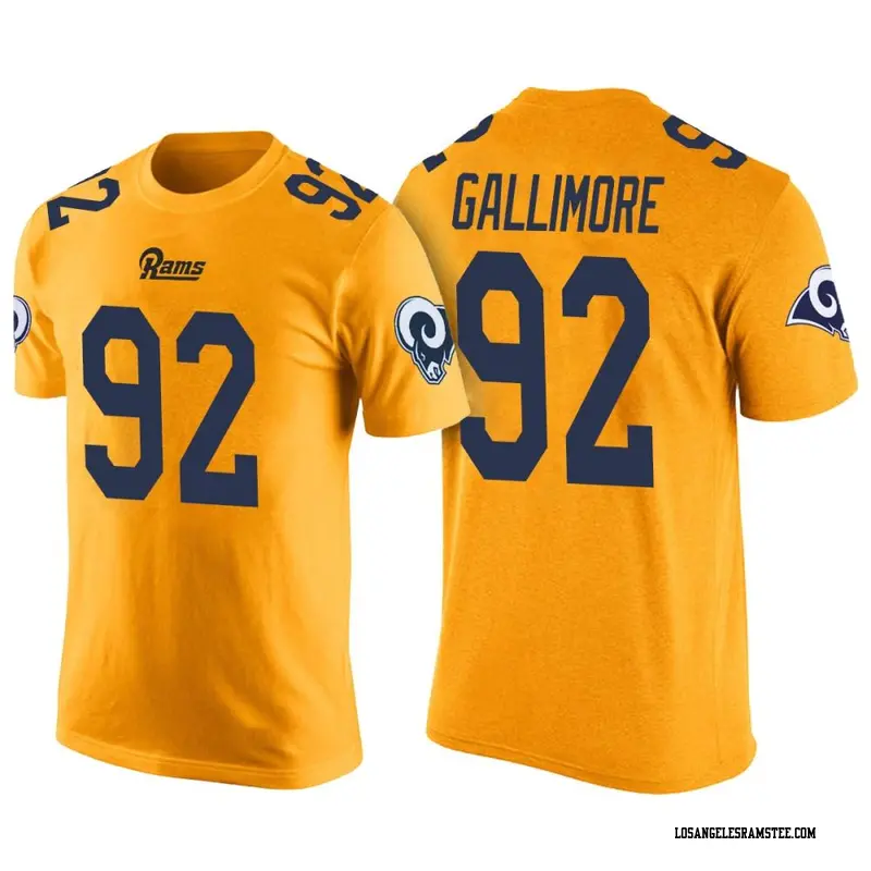 Men's Los Angeles Rams ＃92 Neville Gallimore Yellow Color Rush T-Shirt