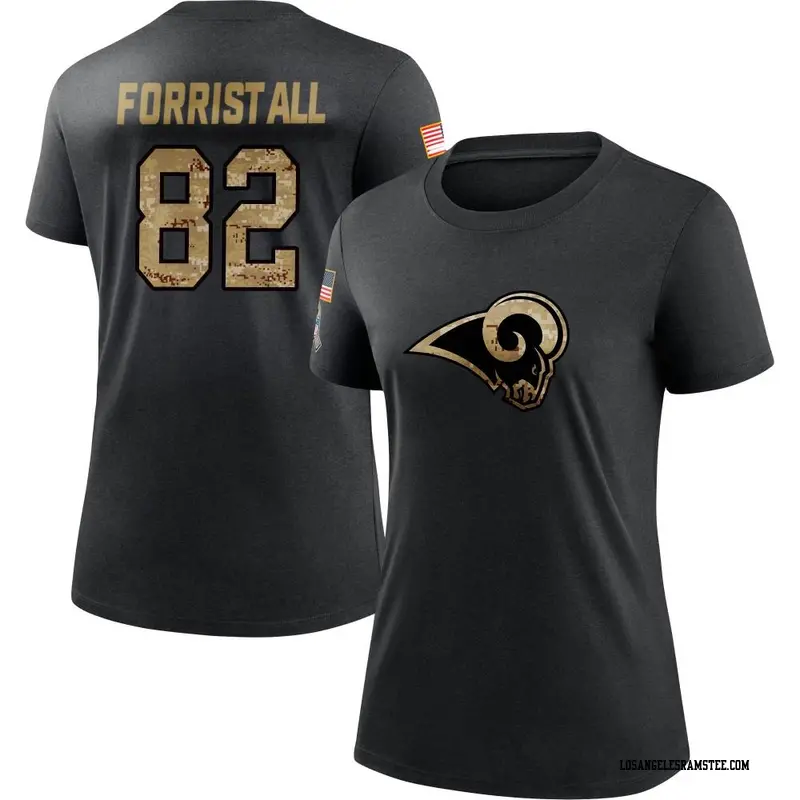 Women's Los Angeles Rams ＃82 Miller Forristall Black 2020 Salute To Service Performance T-Shirt