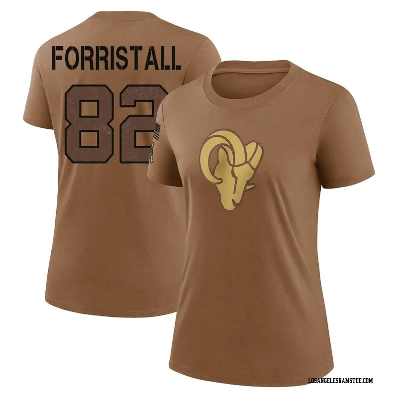 Women's Los Angeles Rams ＃82 Miller Forristall Brown 2023 Salute To Service Performance T-Shirt