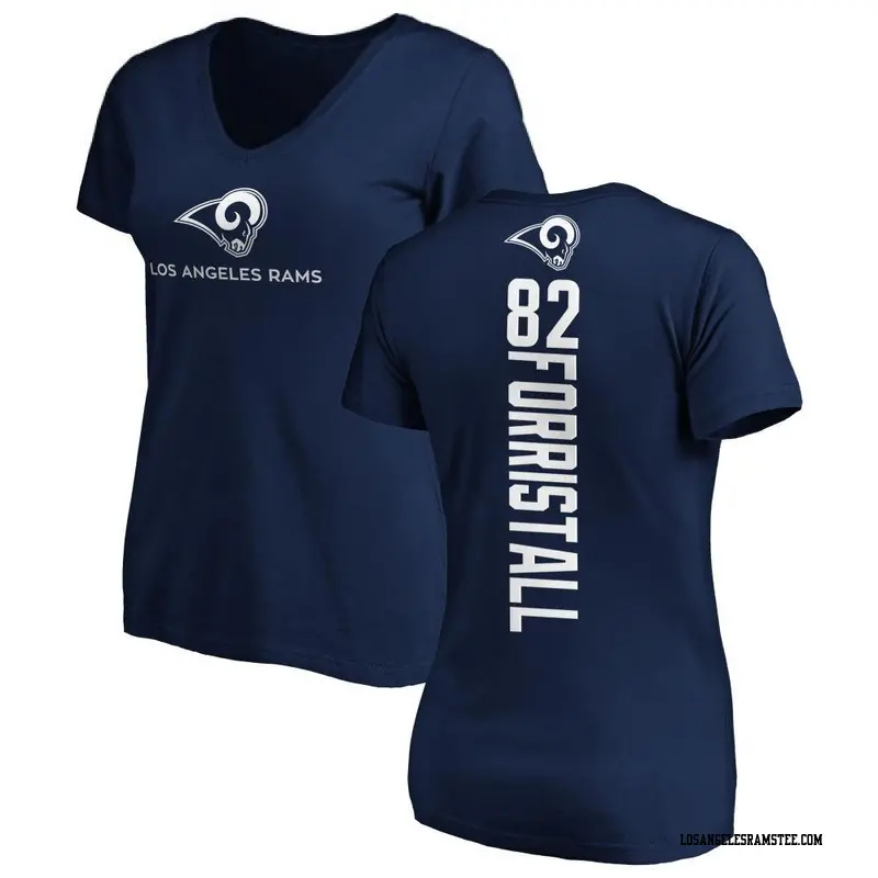 Women's Los Angeles Rams ＃82 Miller Forristall Navy Backer Slim Fit T-Shirt