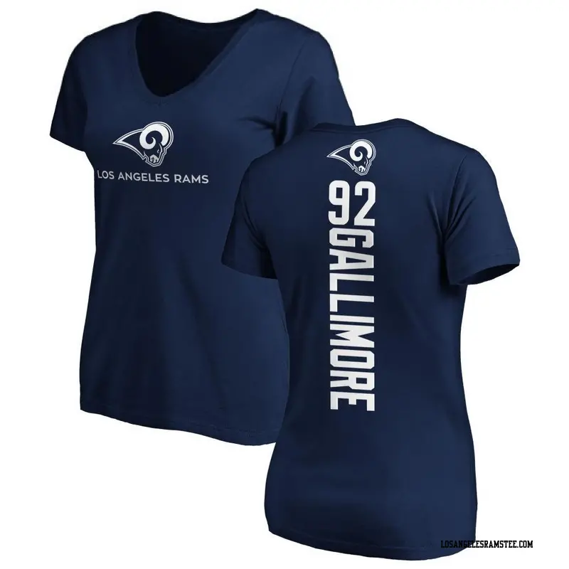 Women's Los Angeles Rams ＃92 Neville Gallimore Navy Backer Slim Fit T-Shirt